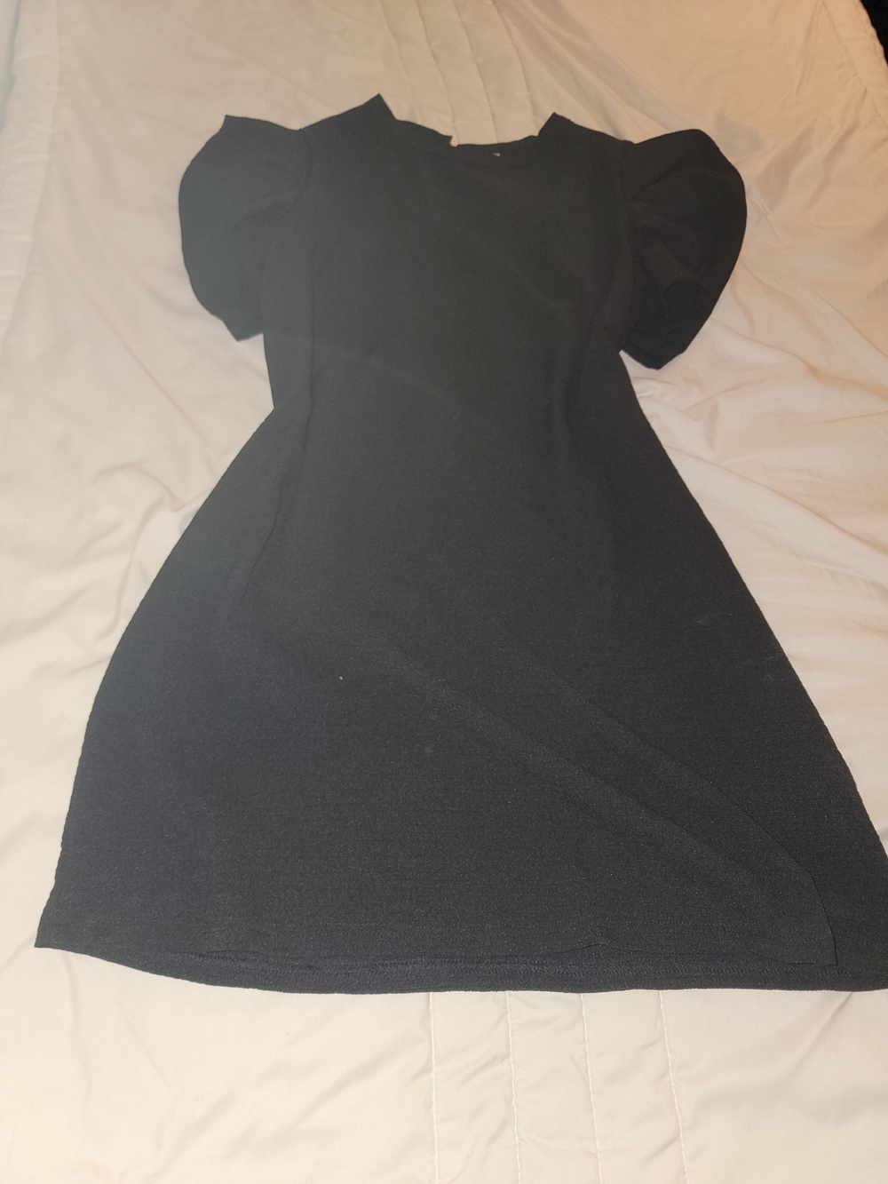 SHEIN Black Mini Dress with Puff Sleeves